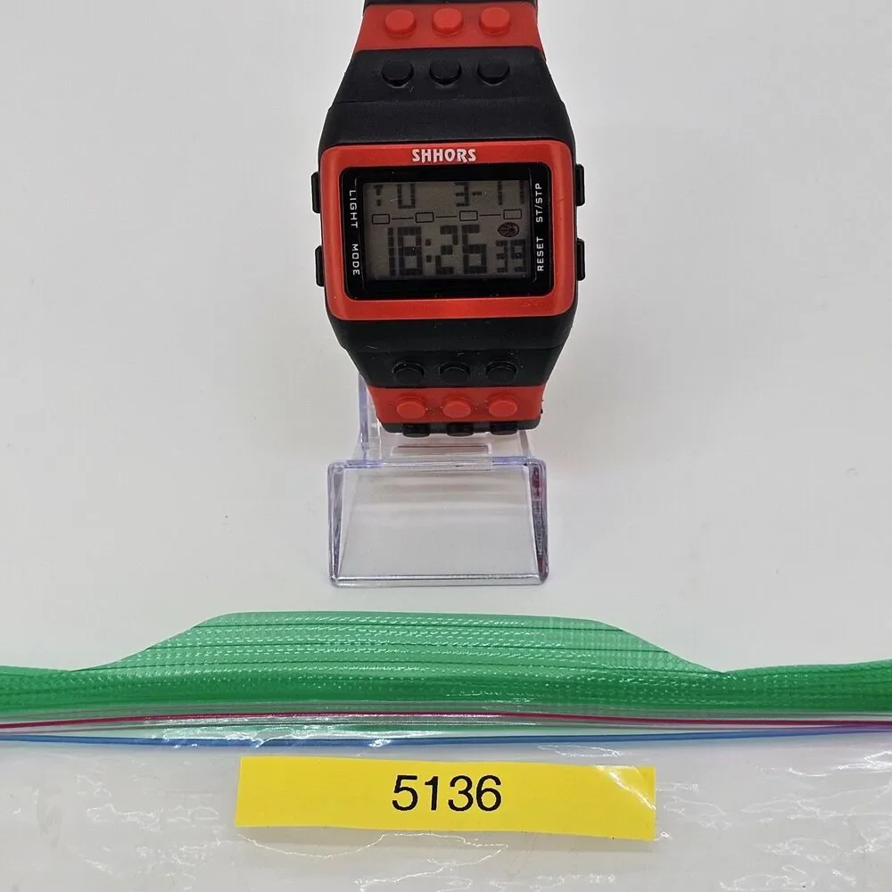 SHHORS Men's Watch 43MM Red Black Building Block Lego‎ Digital 7